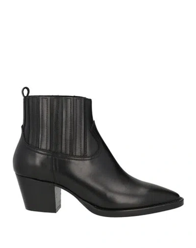 Anna F . Woman Ankle Boots Black Size 11 Soft Leather