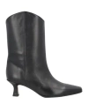 Anna F . Woman Ankle Boots Black Size 11 Soft Leather In Black