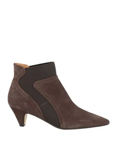 Anna F . Woman Ankle Boots Chocolate Brown Size 11 Leather