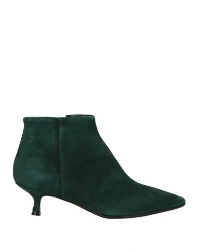Anna F . Woman Ankle Boots Dark Green Size 6 Leather