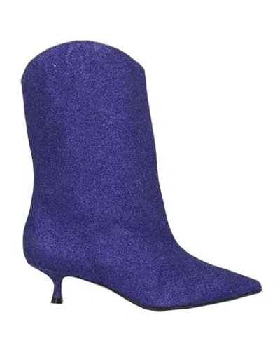 Anna F . Woman Ankle Boots Purple Size 11 Soft Leather