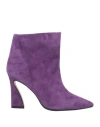 Anna F . Woman Ankle Boots Purple Size 8 Leather