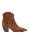 Anna F . Woman Ankle Boots Tan Size 11 Soft Leather In Brown