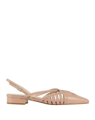 Anna F . Woman Ballet Flats Beige Size 8 Leather In Neutral