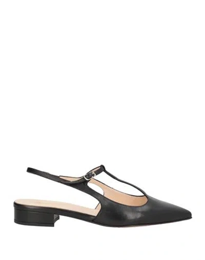 Anna F . Woman Ballet Flats Black Size 8 Leather