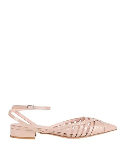 Anna F . Woman Ballet Flats Blush Size 8 Leather In Pink