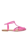 Anna F . Woman Ballet Flats Fuchsia Size 7 Soft Leather In Pink