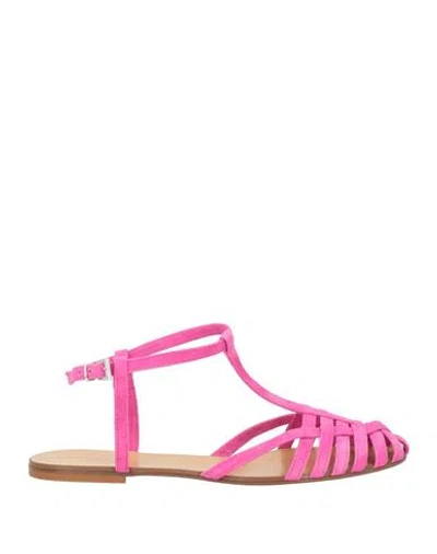 Anna F . Woman Ballet Flats Fuchsia Size 7 Soft Leather In Pink