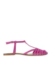 Anna F . Woman Ballet Flats Fuchsia Size 7 Soft Leather In Purple