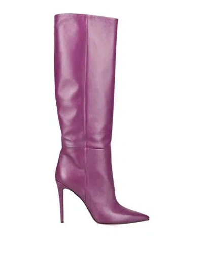 Anna F . Woman Boot Deep Purple Size 8 Soft Leather