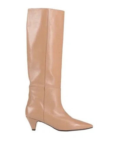Anna F . Woman Boot Sand Size 10 Leather In Nude
