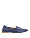 Anna F . Woman Loafers Blue Size 8 Leather