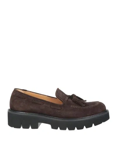 Anna F . Woman Loafers Dark Brown Size 11 Leather