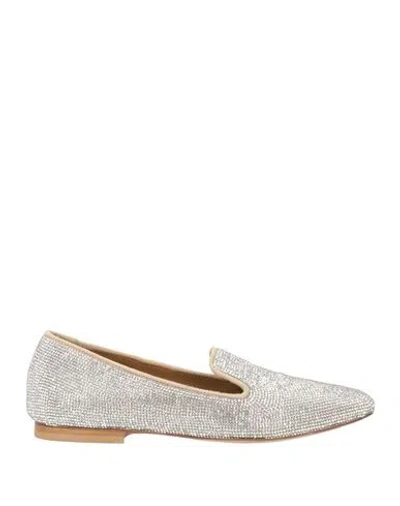 Anna F . Woman Loafers Platinum Size 6 Leather In Multi