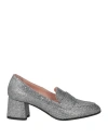 Anna F . Woman Loafers Silver Size 7 Leather In Silver
