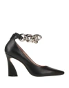 Anna F . Woman Pumps Black Size 7.5 Soft Leather In Black