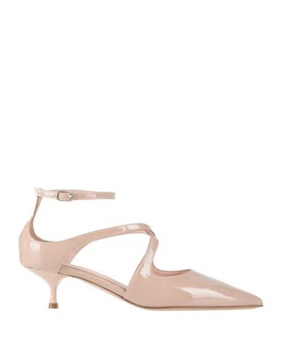 Anna F . Woman Pumps Blush Size 6 Leather In Pink