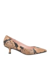 Anna F . Woman Pumps Camel Size 5 Soft Leather In Beige