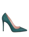 Anna F . Woman Pumps Dark Green Size 6 Soft Leather