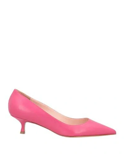 Anna F . Woman Pumps Fuchsia Size 6 Soft Leather In Pink