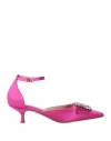 Anna F . Woman Pumps Fuchsia Size 8 Textile Fibers In Pink