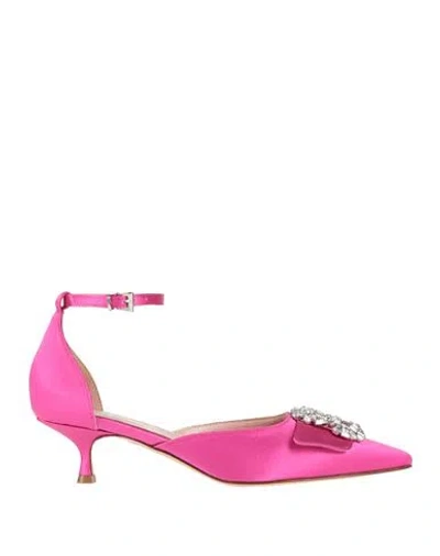 Anna F . Woman Pumps Fuchsia Size 9 Textile Fibers In Pink
