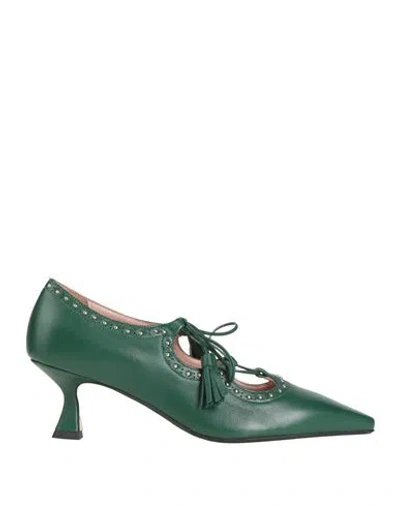 Anna F . Woman Pumps Green Size 6 Leather