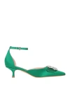 Anna F . Woman Pumps Green Size 8 Textile Fibers