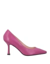 Anna F . Woman Pumps Magenta Size 7 Leather In Pink