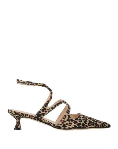 Anna F . Woman Pumps Sand Size 8 Textile Fibers In Brown