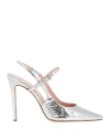 Anna F . Woman Pumps Platinum Size 10 Leather In Silver