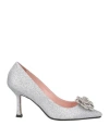 Anna F . Woman Pumps Silver Size 6 Soft Leather