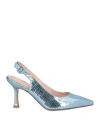 Anna F . Woman Pumps Sky Blue Size 8 Soft Leather