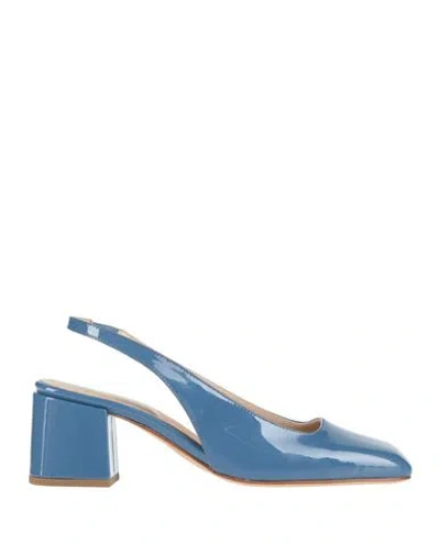 Anna F . Woman Pumps Slate Blue Size 8 Leather