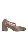 Anna F . Woman Pumps Taupe Size 8 Leather