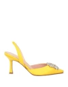 Anna F . Woman Pumps Yellow Size 6 Textile Fibers