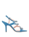 Anna F . Woman Sandals Azure Size 7 Leather In Blue