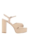 Anna F . Woman Sandals Beige Size 10 Leather