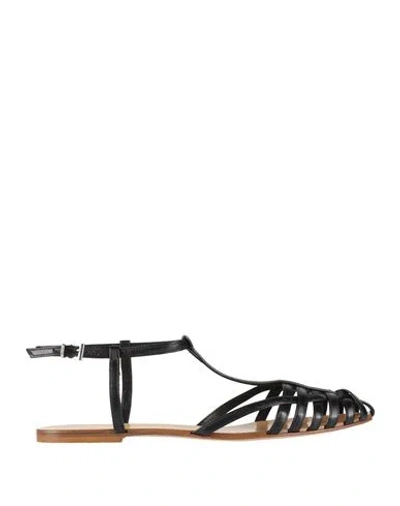 Anna F . Woman Sandals Black Size 10 Leather