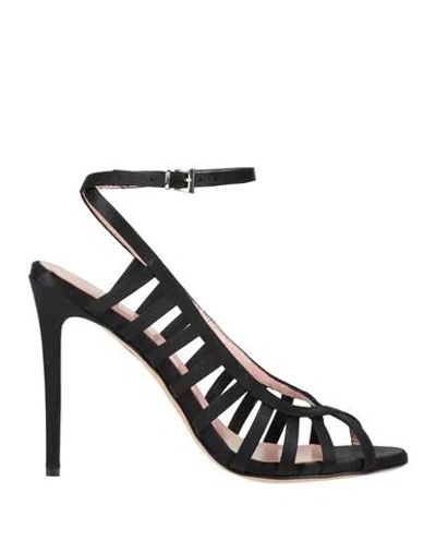 Anna F . Woman Sandals Black Size 10 Textile Fibers