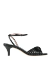 Anna F . Woman Sandals Black Size 5 Leather In Black