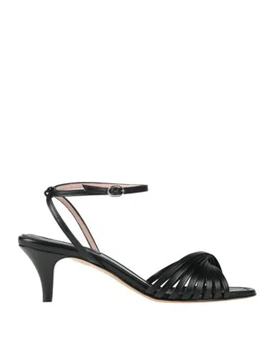 Anna F . Woman Sandals Black Size 5 Leather