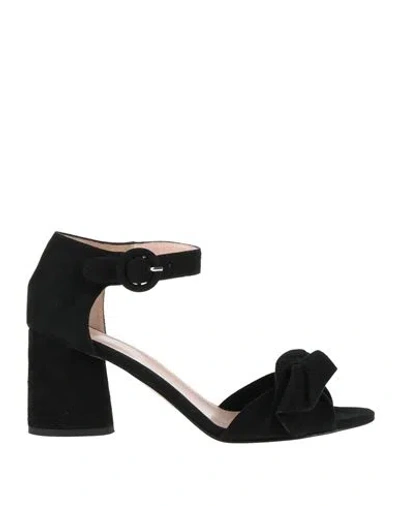 Anna F . Woman Sandals Black Size 7 Leather