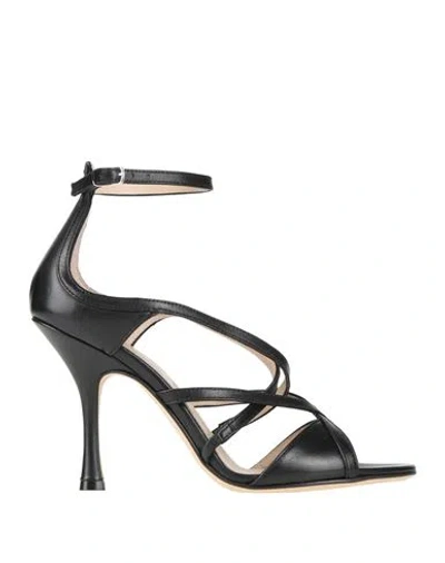 Anna F . Woman Sandals Black Size 7.5 Leather