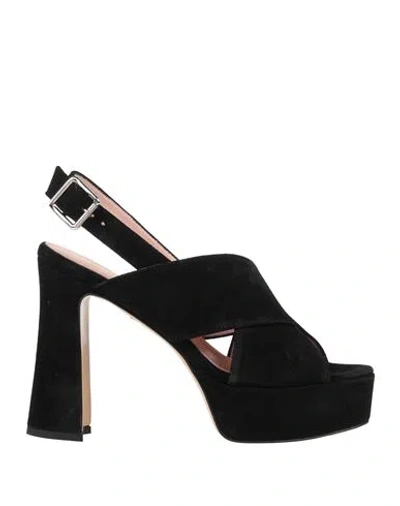 Anna F . Woman Sandals Black Size 8 Leather