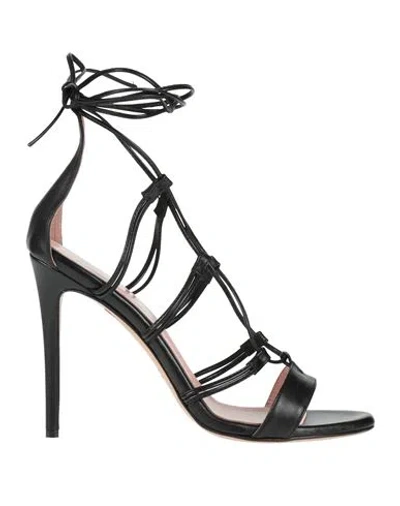 Anna F . Woman Sandals Black Size 8 Leather