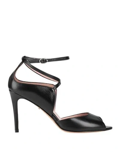 Anna F . Woman Sandals Black Size 7 Leather