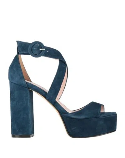 Anna F . Woman Sandals Blue Size 5 Leather
