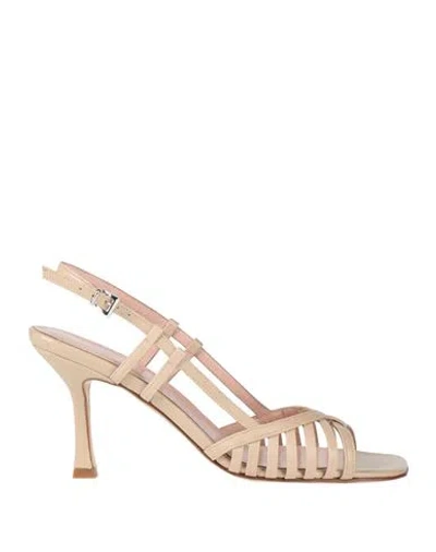 Anna F . Woman Sandals Blush Size 11 Leather In Neutral