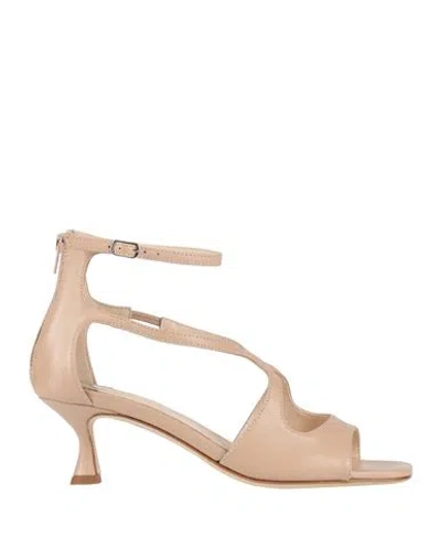 Anna F . Woman Sandals Blush Size 8 Leather In Neutral